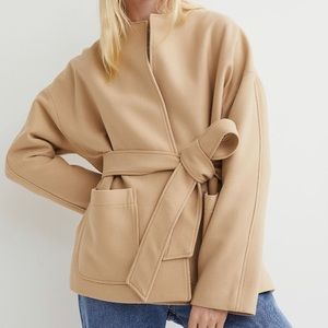 Camel tie belt jacket new with tags